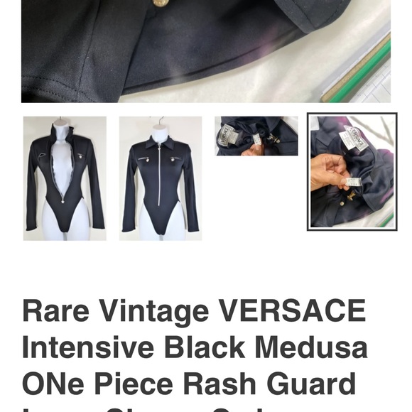 Rare Vintage, Versace intensive Black Medusa one piece, long sleeve bodysuit. - Picture 12 of 16